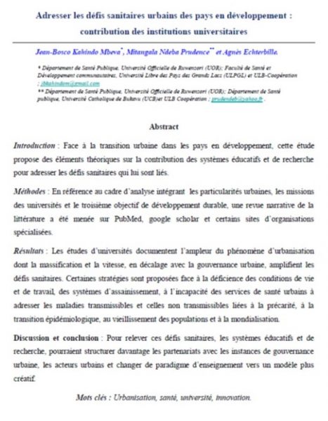 Adresser Les Défis Sanitaires Urbains Des Pays En Développement