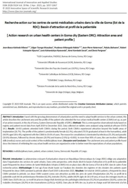 Recherche Action Sur Les Centres De Santé Médicalisés