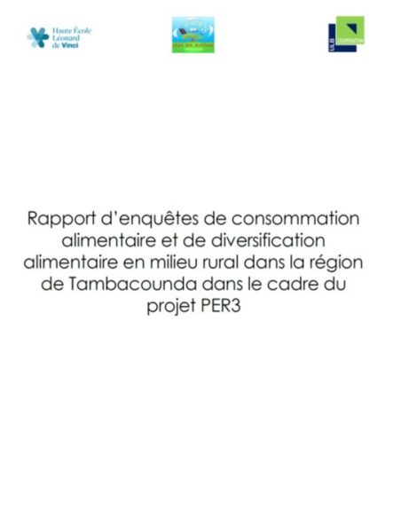 Rapport d’enquêtes de consommation alimentaire et de diversification alimentaire en milieu rural dans la région